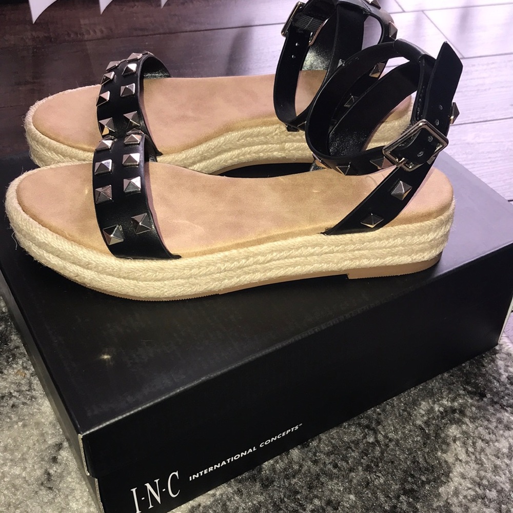 Black studded INC sandals 🖤 worn once